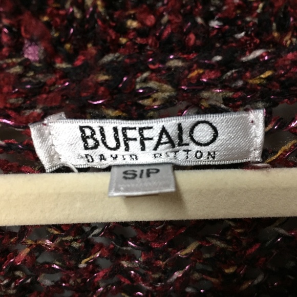 Buffalo David Bitton Red Open Knit Sweater w/ Subtle Sparkle - Picture 6 of 16